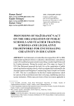 Provisions of Mažuranić's Act on the organization of public schools and teacher training schools and legislative frameworks for encouraging creativity in education