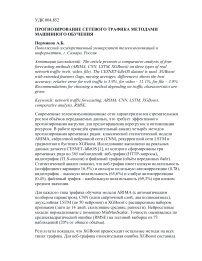 ПРОГНОЗИРОВАНИЕ СЕТЕВОГО ТРАФИКА МЕТОДАМИ МАШИННОГО ОБУЧЕНИЯ