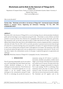 Blockchain and its Role in the Internet of Things (IoT)