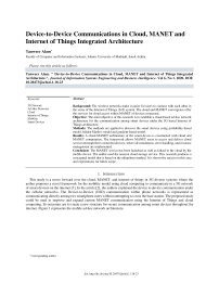 Device-to-Device Communications in Cloud, MANET and Internet of Things Integrated Architecture