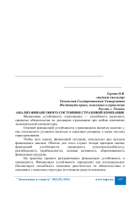 Анализ финансового состояния страховой компании