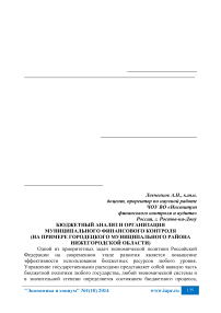 Бюджетный анализ и организация муниципального финансового контроля (на примере Городецкого муниципального района Нижегородской области)