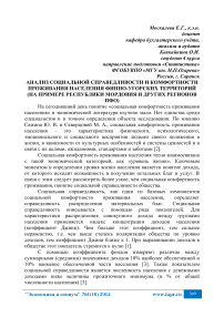 Анализ социальной справедливости и комфортности проживания населения финно-угорских территорий (на примере Республики Мордовия и других регионов ПФО)