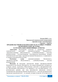 Продовольственная безопасность на разных уровнях экономической системы: категориально-понятийные аспекты