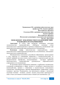 Менеджмент межличностного взаимодействия руководителя и подчиненных