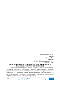 Роль аудита в системе финансового контроля в условиях рыночной экономики