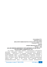 Анализ инновационного предпринимательства в Республике Башкортостан