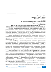 Система управления индивидуальным предпринимательством в Республике Башкортостан