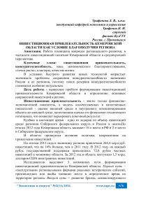 Инвестиционная привлекательность Кемеровской области как условие благополучия региона