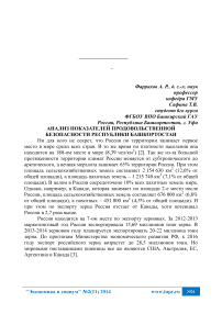 Анализ показателей продовольственной безопасности Республики Башкортостан