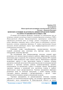 Ценообразующие факторы на нижегородском рынке распространения печатных СМИ