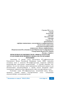 Проблемы и особенности ИТ- инфраструктуры отделения пенсионного фонда по Республике Мордовия