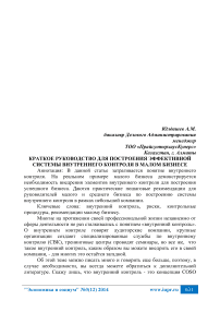 Краткое руководство для построения эффективной системы внутреннего контроля в малом бизнесе