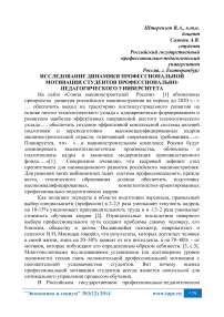 Исследование динамики профессиональной мотивации студентов профессионально-педагогического университета