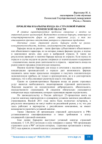 Проблемы и барьеры входа на страховой рынок Тюменской области