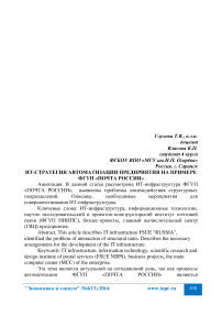 ИТ-стратегия автоматизации предприятия на примере ФГУП «Почта России»