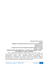 Конкурентоспособность студента на рынке труда глазами бакалавра СКИИПБ