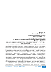 Информационная система управленческого учета на предприятии