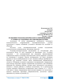 Особенности психологического сопровождения условно осужденных несовершеннолетних