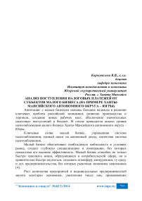 Анализ поступления налоговых платежей от субъектов малого бизнеса (на примере Ханты-Мансийского автономного округа - Югры)