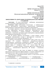 Эффективность деятельности преподавателя: мнение студентов