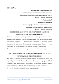 Состояние депозитов коммерческих банков с физическими лицами в России