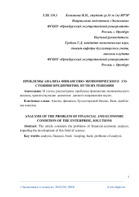 Проблемы анализа финансово-экономического состояния предприятия, пути их решения