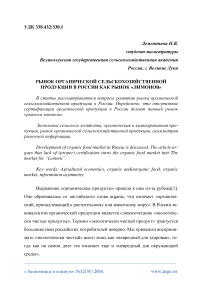 Рынок органической сельскохозяйственной продукции в России как рынок «лимонов»