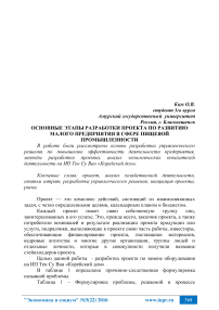 Основные этапы разработки проекта по развитию малого предприятия в сфере пищевой промышленности