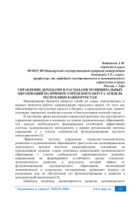 Управление доходами и расходами муниципальных образований на примере городского округа Агидель Республики Башкортостан