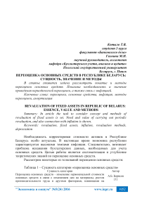 Переоценка основных средств в Республике Беларусь: сущность, значение и методы