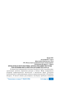 Проблемы и перспективы автоматизации системы управления рисками в Республике Беларусь
