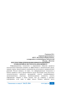 Перспективы применения информационных технологий и систем в малом бизнесе