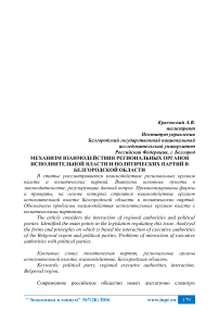 Механизм взаимодействия региональных органов исполнительной власти и политических партий в Белгородской области