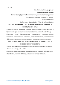 Анализ производства промышленной продукции в Приморском крае