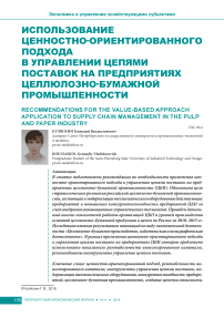 Использование ценностно-ориентированного подхода в управлении цепями поставок на предприятиях целлюлозно-бумажной промышленности