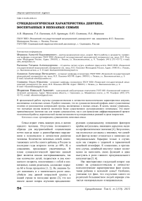 Суицидологическая характеристика девушек, воспитанных в неполных семьях