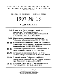 Выпуск 18 т.6, 1997г. Русский орнитологический журнал