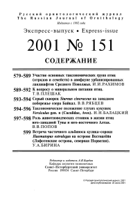 Выпуск 151 т.10, 2001г. Русский орнитологический журнал