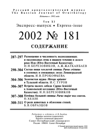 Выпуск 181 т.11, 2002г. Русский орнитологический журнал