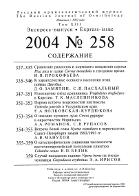 Выпуск 258 т.13, 2004г. Русский орнитологический журнал