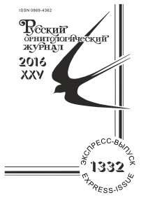 Выпуск 1332 т.25, 2016г. Русский орнитологический журнал