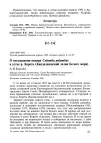 О гнездовании вяхиря Columba palumbus в устье р. Кереть (Кандалакшский залив Белого моря)