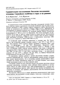 Сравнительное исследование биологии гнездования чечевицы Carpodacus erythrinus в горах и на равнине