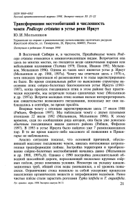 Трансформация местообитаний и численность чомги Podiceps eristatus в устье реки Иркут