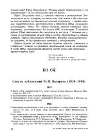 Список публикаций Ю.Н. Назарова (1938-1998)