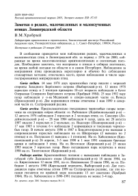 Заметки о редких, малочисленных и малоизученных птицах Ленинградской области