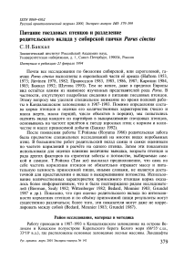 Питание гнездовых птенцов и разделение родительского вклада у сибирской гаички Parus ductus