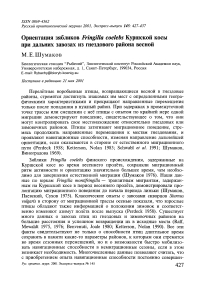 Ориентация зябликов Fringilla coelebs Куршской косы при дальних завозах из гнездового района весной