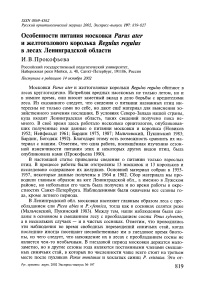 Особенности питания московки Parus ater и желтоголового королька Regulus regulus в лесах Ленинградской области